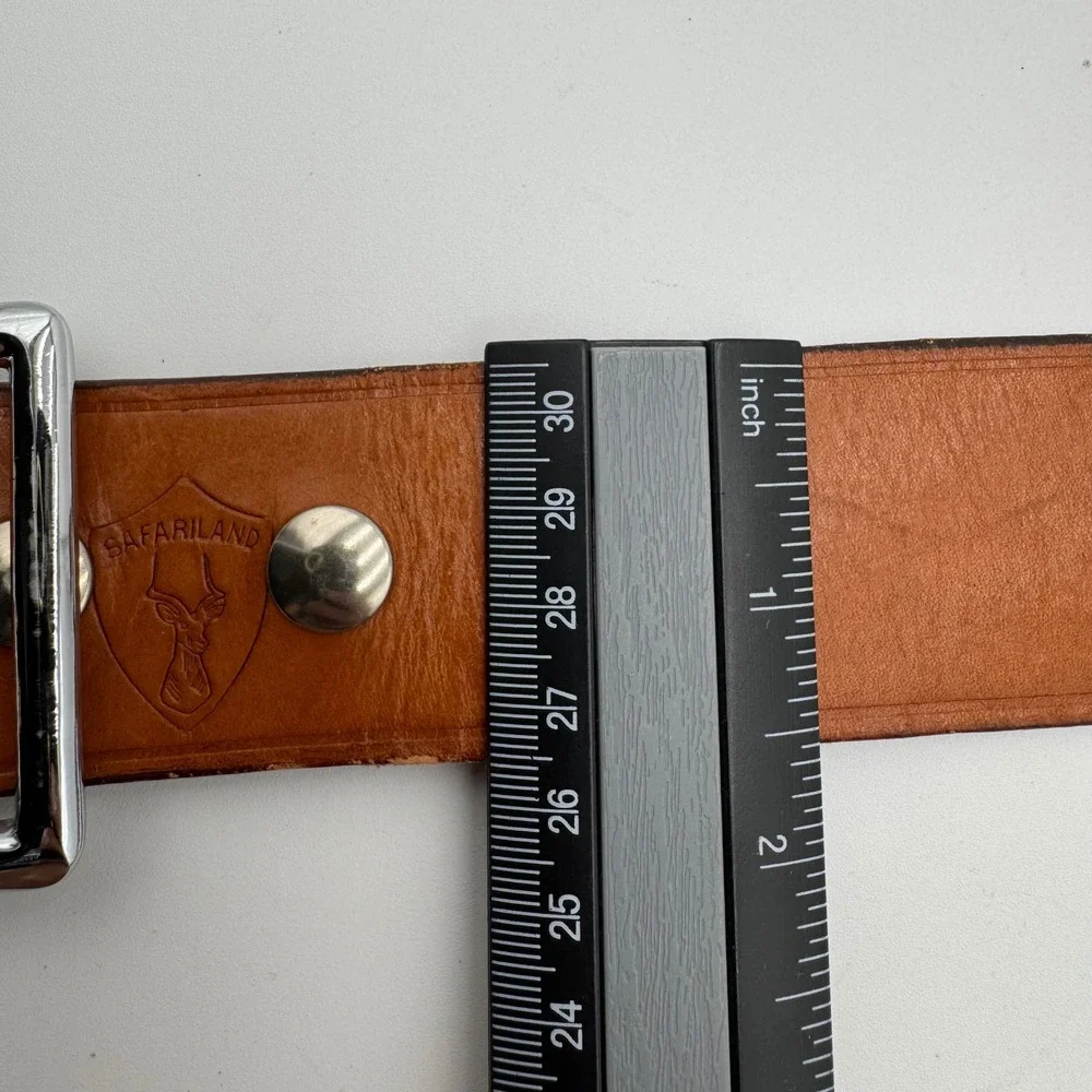 Safariland Leather Belt Solid Brass Removable Buckle Mens 34 Brown Western Vtg